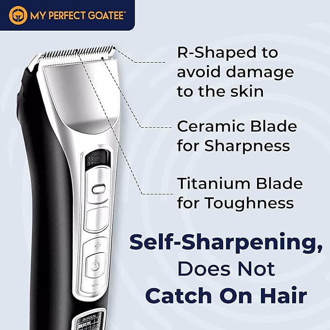 My Perfect Goatee® Beard Grooming Combo Pack for Men: Goatee Shaving Template & Trimmer (MPG-188), 36 Length Settings, Cordless Professional Hair Trimmer for Professional Grooming