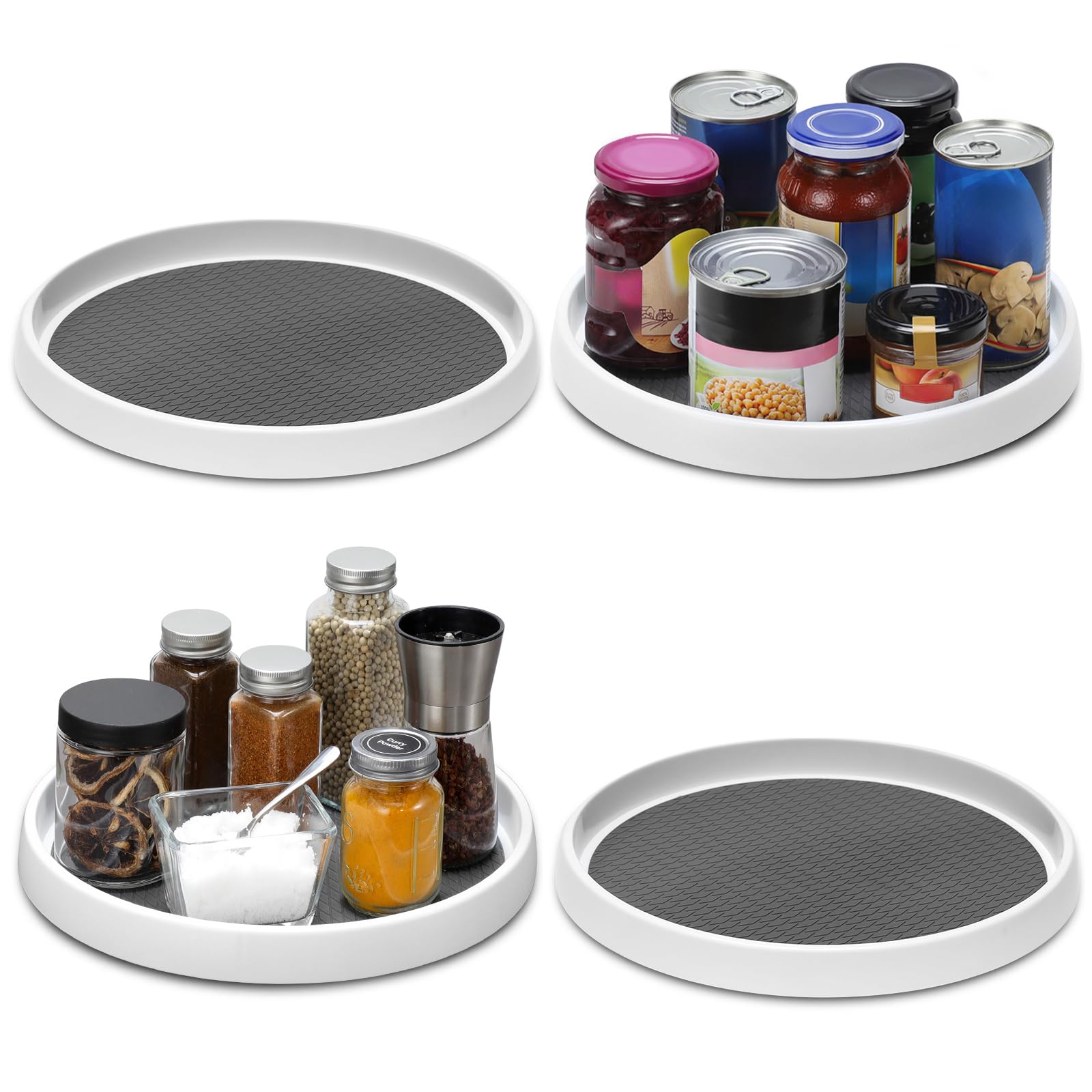 2 Pack, 12-Inch Non-Skid Lazy Susan Organizers - Turntable Rack for Pantry Organization and Storage, Kitchen, Fridge, Cabinets, Bathroom Makeup Vanity Countertop, Under Sink Organizing, Spice Rack