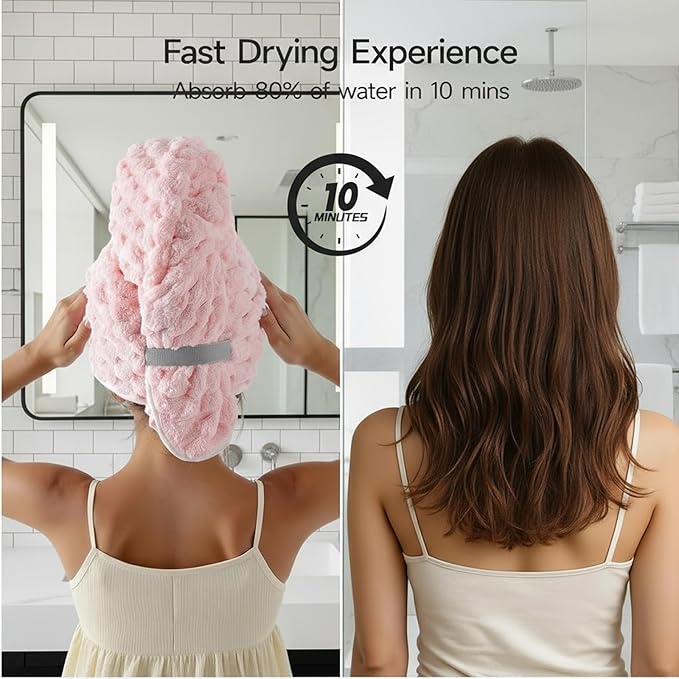 2-Pack Women's Microfiber Hair Towel Wrap: 50% Faster Drying, Ultra - Absorbent & Anti - Frizz for Long and Curly Hair! 40x11 Inches Oversized, Lightweight for Travel, Gym, Spa & Home Use