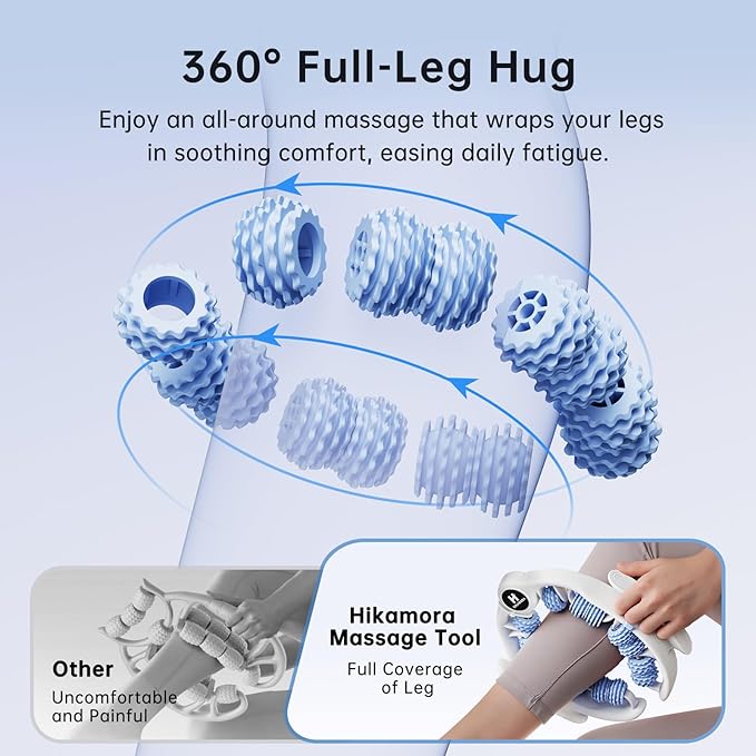 Hikamora Cellulite Massage Tool, Manual Cellulite Roller, Contoured & Smoother Skin, Relieve Leg Muscle Soreness, Dimpled Skin Removal, Legs/Thighs/Buttocks, Anti-Cellulite Roller (Blue)