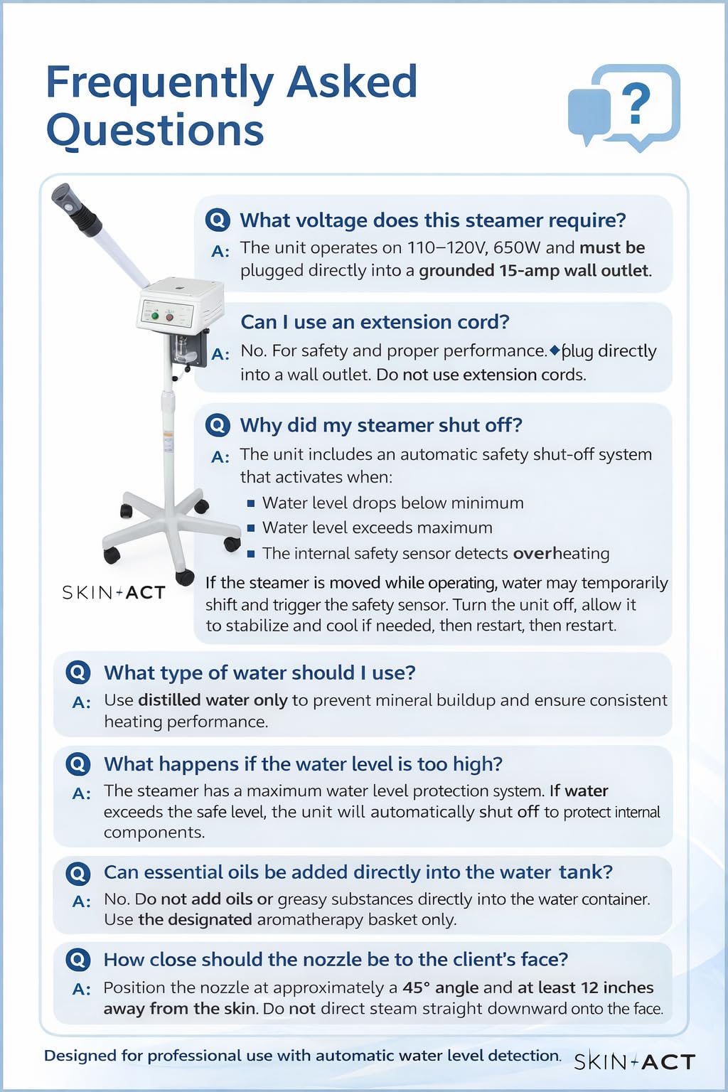 SKINACT Katana Professional Facial Steamer with Aromatherapy, Ozone & Regular Steam Modes, Adjustable Height, Movable 24-Inch Arm, 30-Minute Timer, 650W, Rolling Spa Steamer