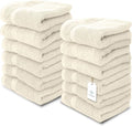 White Classic Luxury Cotton Washcloths 13x13 Inch - 650 GSM Turkish Cotton | Hotel, Spa, Bathroom Face Towel | 12 Pack, Ivory