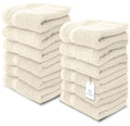 White Classic Luxury Cotton Washcloths 13x13 Inch - 650 GSM Turkish Cotton | Hotel, Spa, Bathroom Face Towel | 12 Pack, Ivory