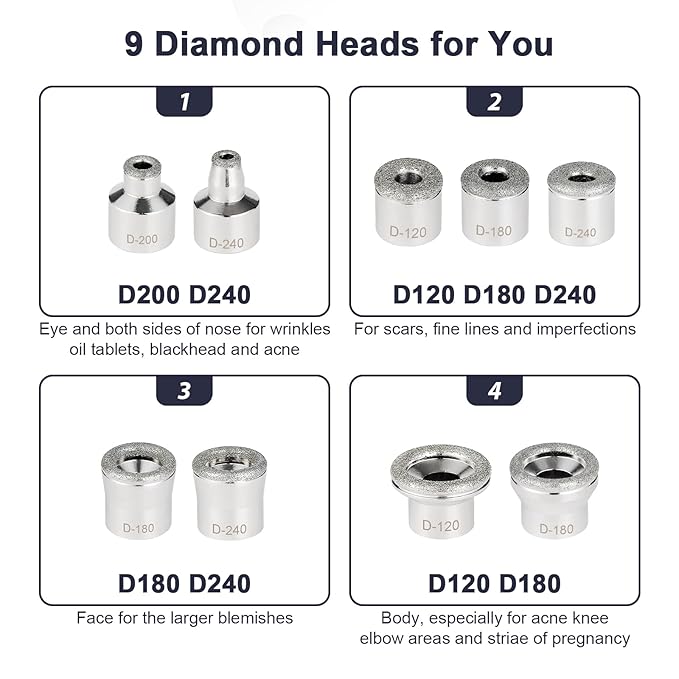 Microdermabrasion Machine, 7 Suction Modes with 9 Diamond Tips and Airbrush