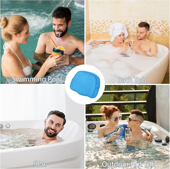 Hot Tub Booster Seat, Weighted SPA Booster Seat Cushion for Adults, 3D Air Mesh Hot Tub Seat Accssories with Non-Slip Micro Dot Bottom,Indoor or Outdoor Quick Dry Hot Tub Pillow (2 Pack-Blue)