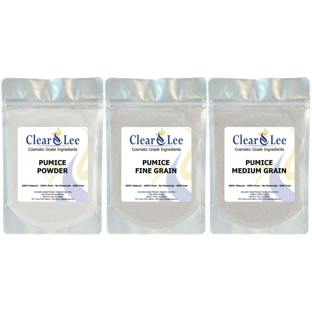 ClearLee Cosmetic Grade Pumice - 100% Pure Natural Grain/Powder - Great For Skin Exfoliation in DIY Soaps, Masks, Scrubs for Face, Body, Foot (2lb, Fine Grain)
