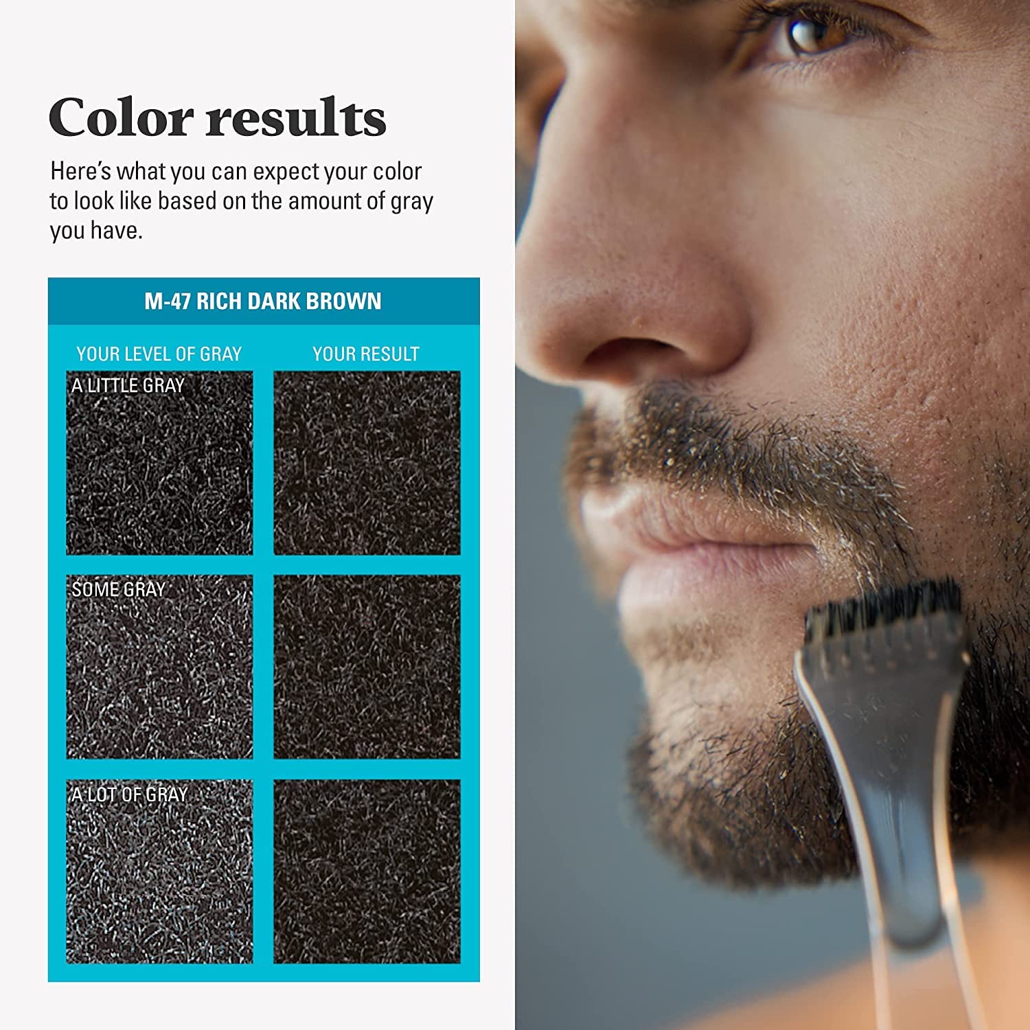 JUST FOR MEN Mustache & Beard Dye, Keratin, Rich Dark Brown M-47 (3 Pack)