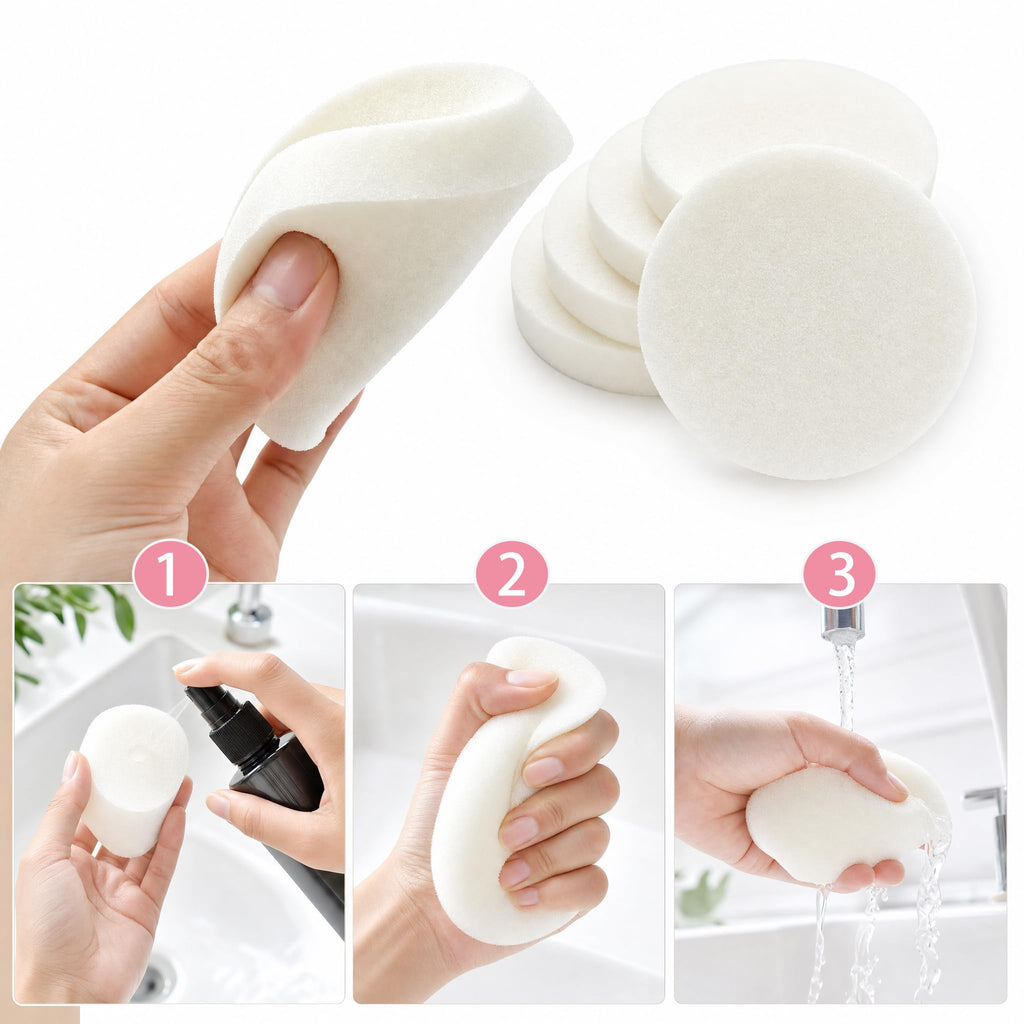 Vmiapxo 48 Pieces White Makeup Sponge, Round Cosmetic Foam Pad