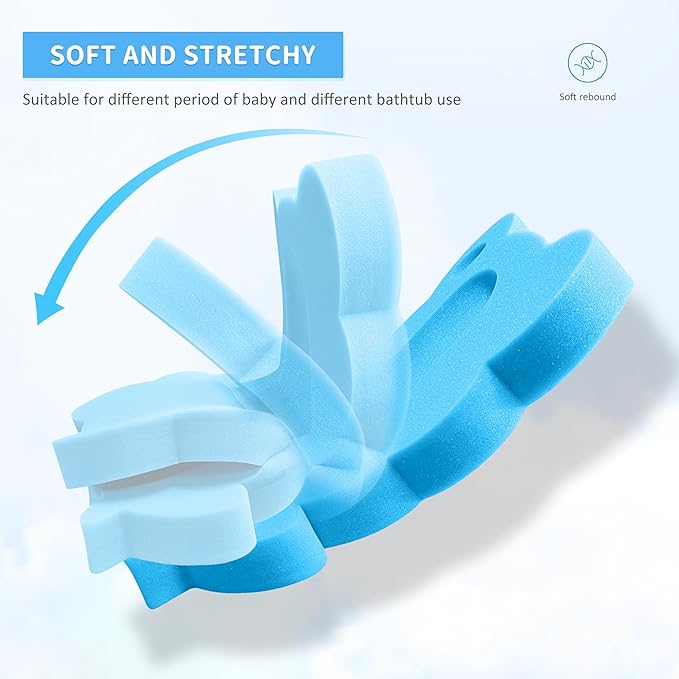 Baby Bath Sponge, Infant Comfy Soft Bath Sponges Mat, Natural Cute Shapes Skid-Proof Bathing Cushion for Toddler & Newborn, 4pcs Shape Style: Blue Dolphin, Pink Shell, Green Turtle and Big Blue Frog