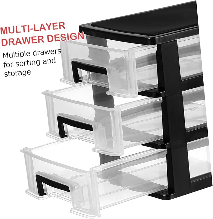 Beaupretty 3 Drawer Cosmetics Organizer Shelving Unit Desk Storage Organizer Desk with Drawers Handbag Transparent Desktop Bin Sundries Holder Sock Office Refrigerator