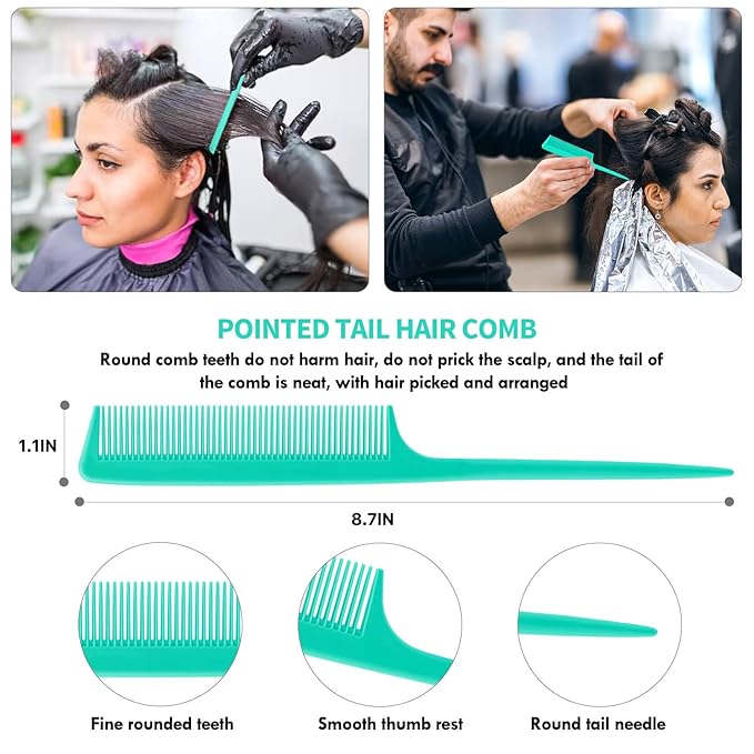 4pcs Curly Hair Brush Set for Adult & Kids Wet or Dry, Detangling & Wide Tooth Comb with Hair Detangler (4, Green)