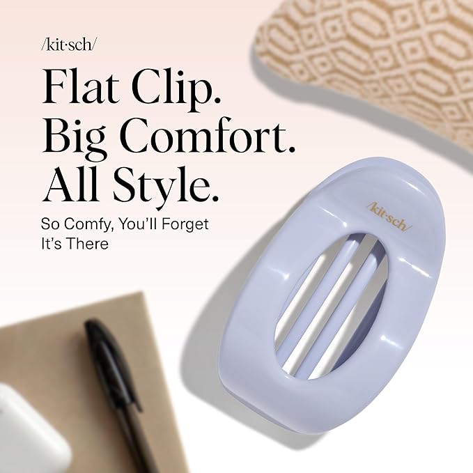 Kitsch Medium Flat Claw Clips for Women - Stylish Flat Hair Clips, Strong Hold for Thick & Fine Hair | Non-Slip for Secure, Comfortable All-Day Wear - Hydrangea Breeze