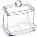 MOSIKER 10oz Clear Acrylic Small Qtip Holder,Swab Dispenser Cotton Ball Jars Bathroom Organizer with Lid