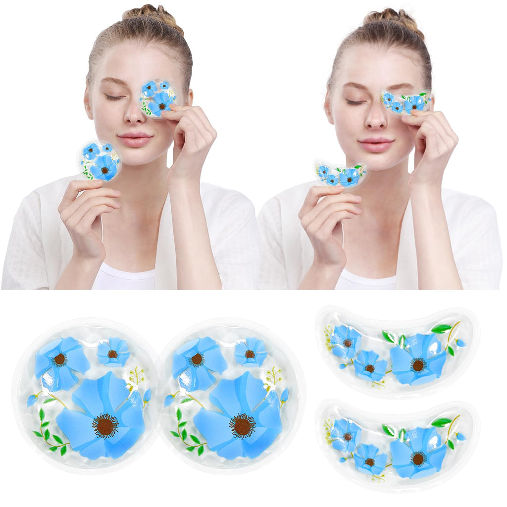 Conbella 4PCS Gel Eye Ice Pack Set Reusable, Cold and Hot Compress for Eyes