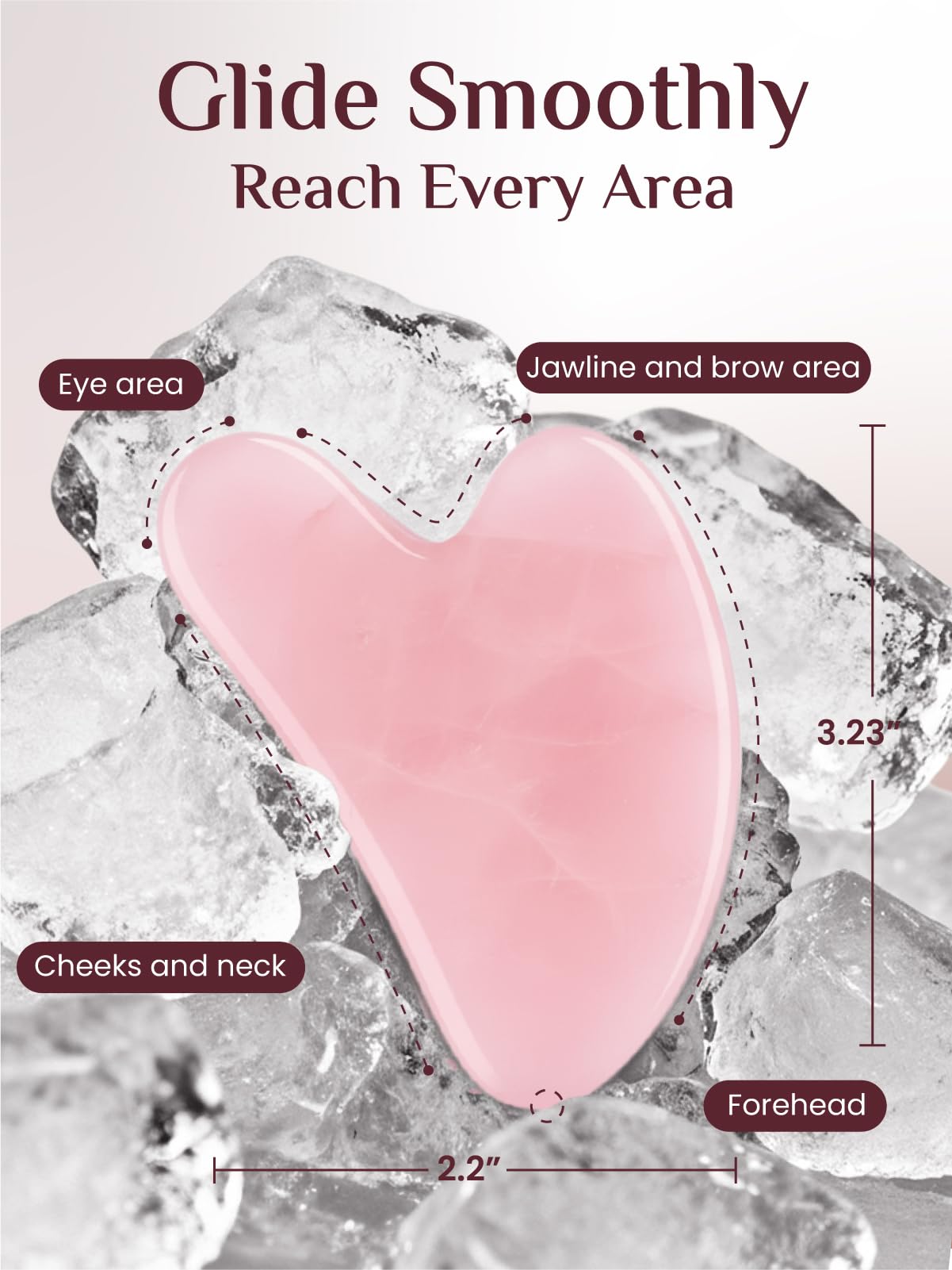 Rena Chris Gua Sha Facial Tools: Rose Quartz Guasha Tool for Face, Facial Massager (Pink)