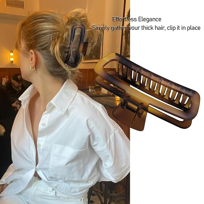 Nalodu Hair Claw Clips 5 Inch Unbreakable Extra Large Square Rectangle Matte XL Claw Clip Clamp Neutral Colors for Thick Curly Long Hair Women - 2 Pack