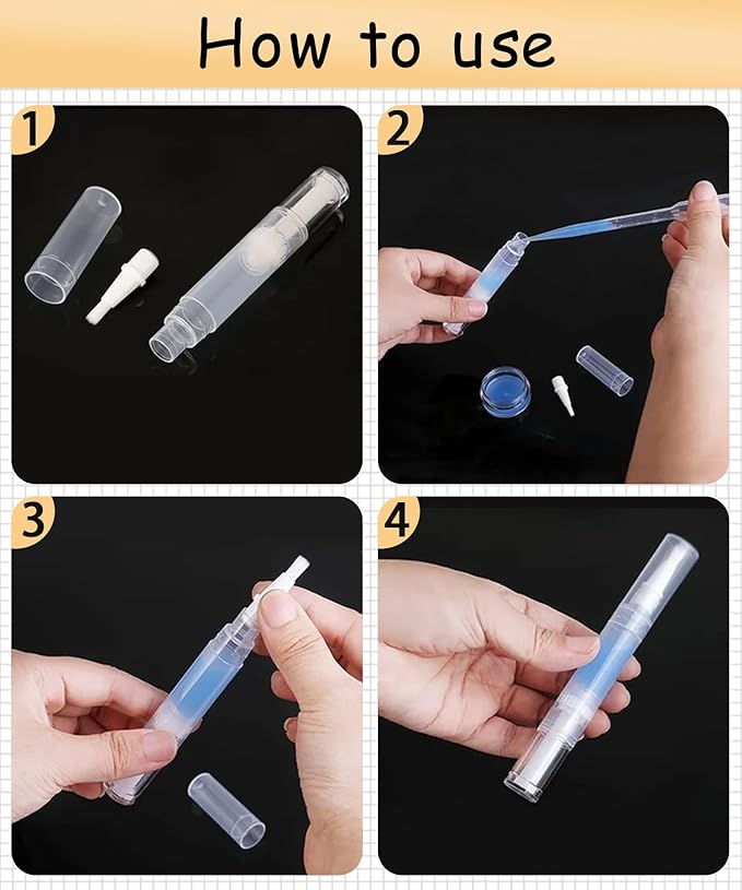 uadbau 6 Pcs 3ml Empty Cuticle Oil Pen with 4 Pcs Transfer Pipettes - Transparent Nail Oil Twist Pens with Brush Tip for Nail Oil, Eyelash Growth Liquid, Cosmetic Lip Gloss Container Applicators