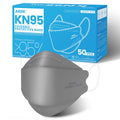 akgk KN95 Face Masks 50 Pack, 5-Ply Disposable Grey Face Mask Against PM 2.5 Smoke and Dust