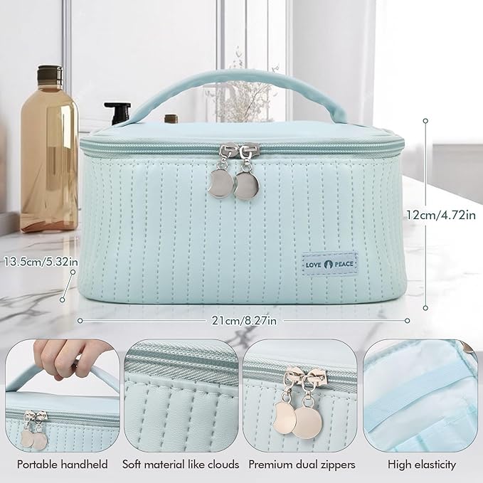 Yuilgdo Makeup Bag Travel Cosmetic Bag, Large Capacity Makeup Organizer Bag and Storage, Portable PU Leather Pouch Toiletry Bag Make up Organizer, Cosmetic Bags for Women