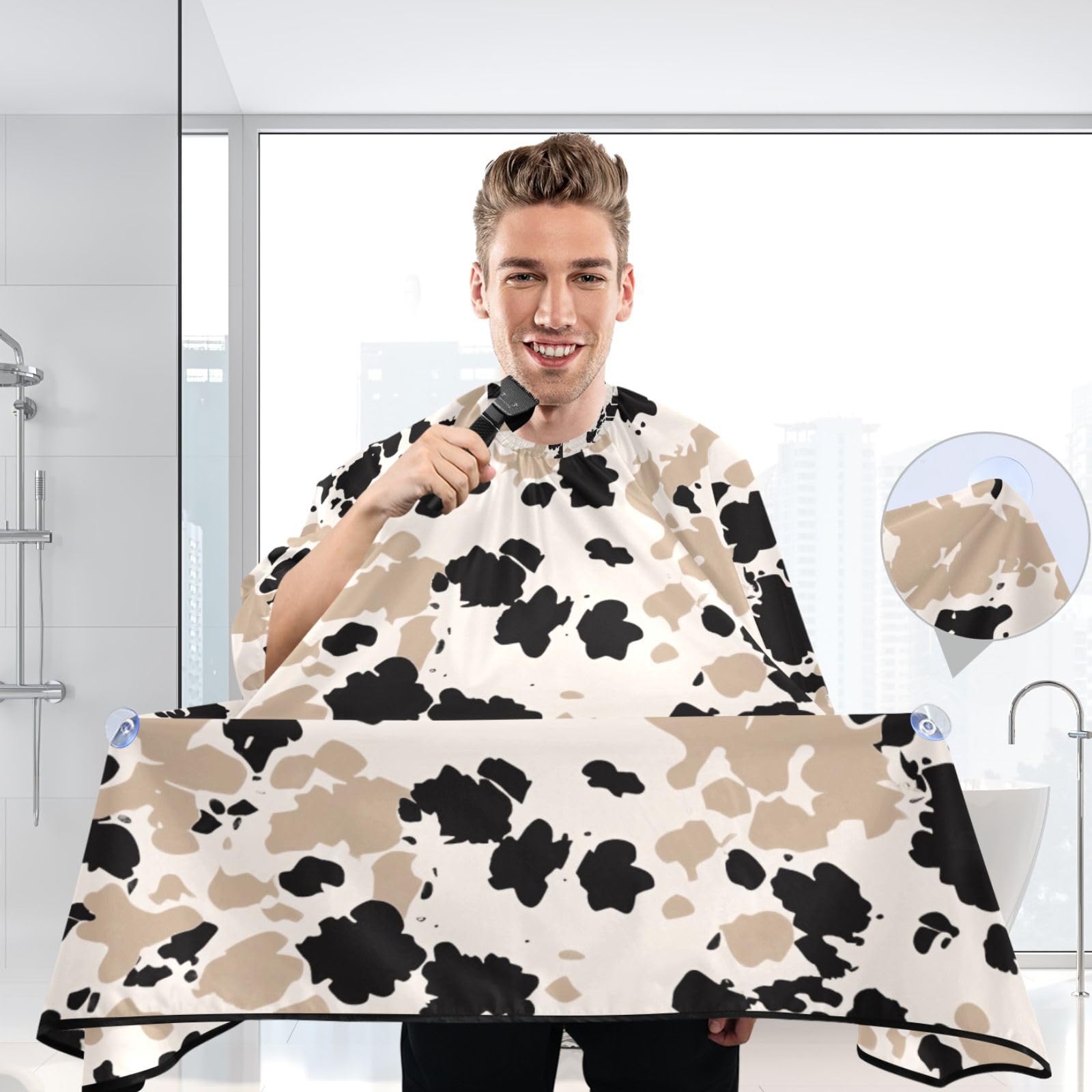ALAZA Abstrac Leopard Spot Barber Cape for Men Women, Waterproof Haircut Apron Beard Shaving Bib Hair Cutting Cloth 55 x 65 Inch