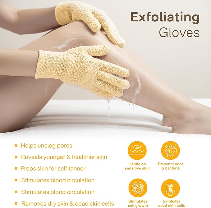 Yiclick Heavy Exfoliating Gloves, Exfoliating Body Scrubber for Bath Shower Exfoliation, Body Scrub Exfoliator for Dead Skin Remover, Exfoliate Sponge Loofah Washcloth Mitt Men Women