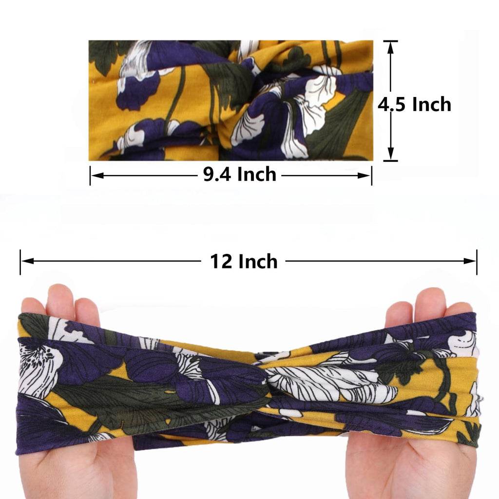 XTREND 6 Pcs Women's Headbands Twisted Cross Elastic Hairbands Yoga Workout Non-Slip Sweat Soft Headbands Solid Color Simple Versatile Hair Accessory Head Bands