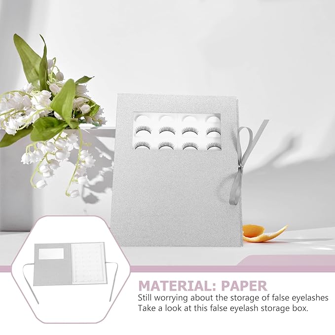 Artificial Eyelash Storage Box with Window 16-pair Silver Lash Organizer Case for False Eyelashes Packaging and Travel