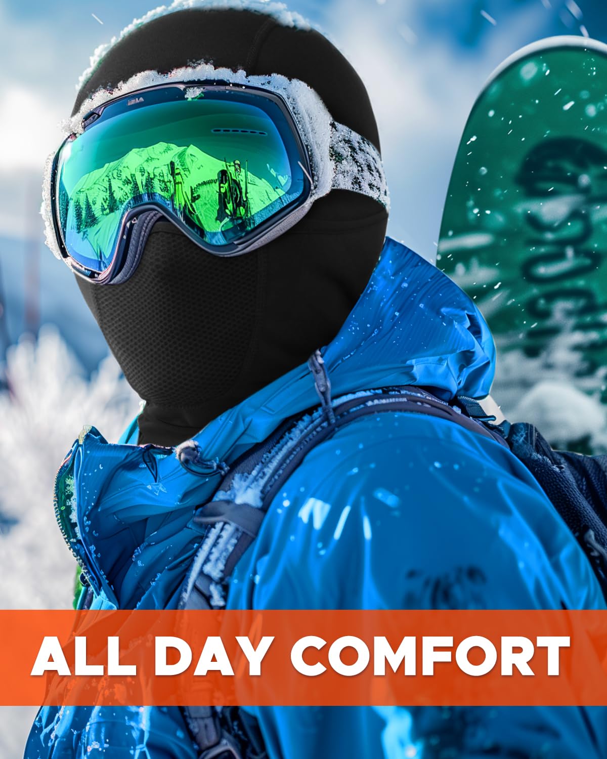 Balaclava Face Ski Mask with Movable Design for Men Women-Fleece Winter Face Covering for Cold Weather Skiing Outdoor Work ArmyGreen