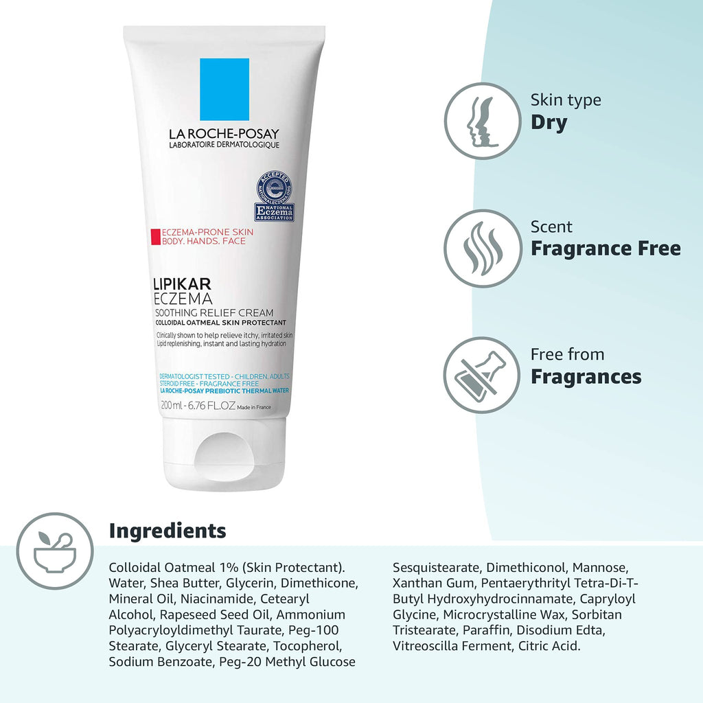 La Roche-Posay Lipikar Soothing Relief Eczema Cream, Sensitive Skin 6.8oz