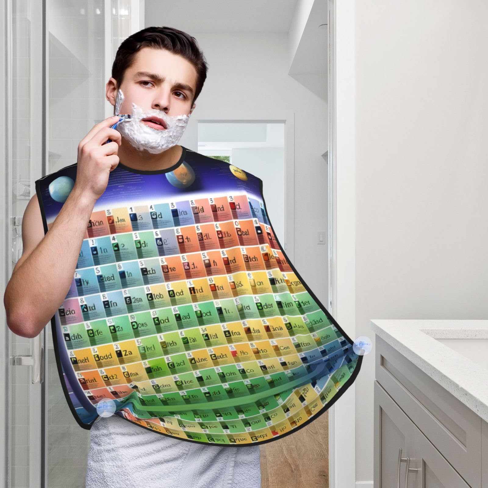 YQxwJL Periodic Table Of Elements Print Beard Bib Shaving Apron, Beard Hair Trimming Cape Gift For Dad