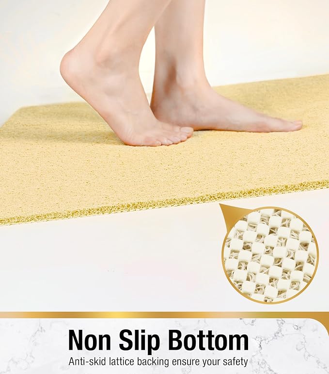 HITSLAM Square Shower Mat Non Slip, Bath Tub Mat for Textured Surface, Soft PVC Loofah Bathtub Mats Without Suction Cups, Quick Drying Shower Floor Mat, 24 x 24 Inch Bathroom Accessories, Beige