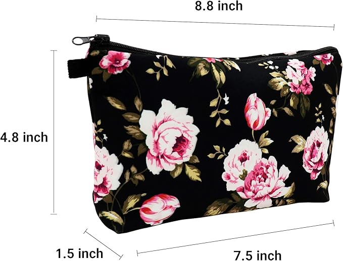 Aiphamy Cute Travel Makeup Bag Cosmetic Bag Small Pouch Gift for Women (Flowers)