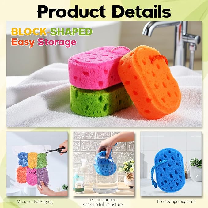 36 Pcs Exfoliating Bath Sponge Body Loofah Sponges Shower for Women Reusable Soft Bathing Pouf Foam Lufa Body Scrubber and Rich Lather, Color Matching (Bright Color)