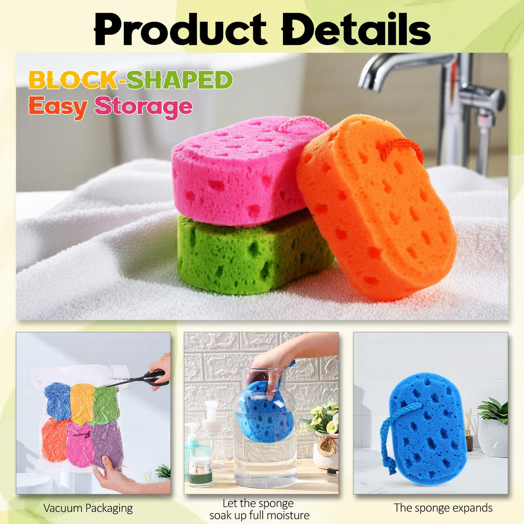 FoldTier 36 Pcs Exfoliating Bath Sponge Body Loofah Sponges for Shower Women Reusable Soft Bathing Pouf Foam Lufa Body Scrubber and Rich Lather, Color Matching (Bright Color)