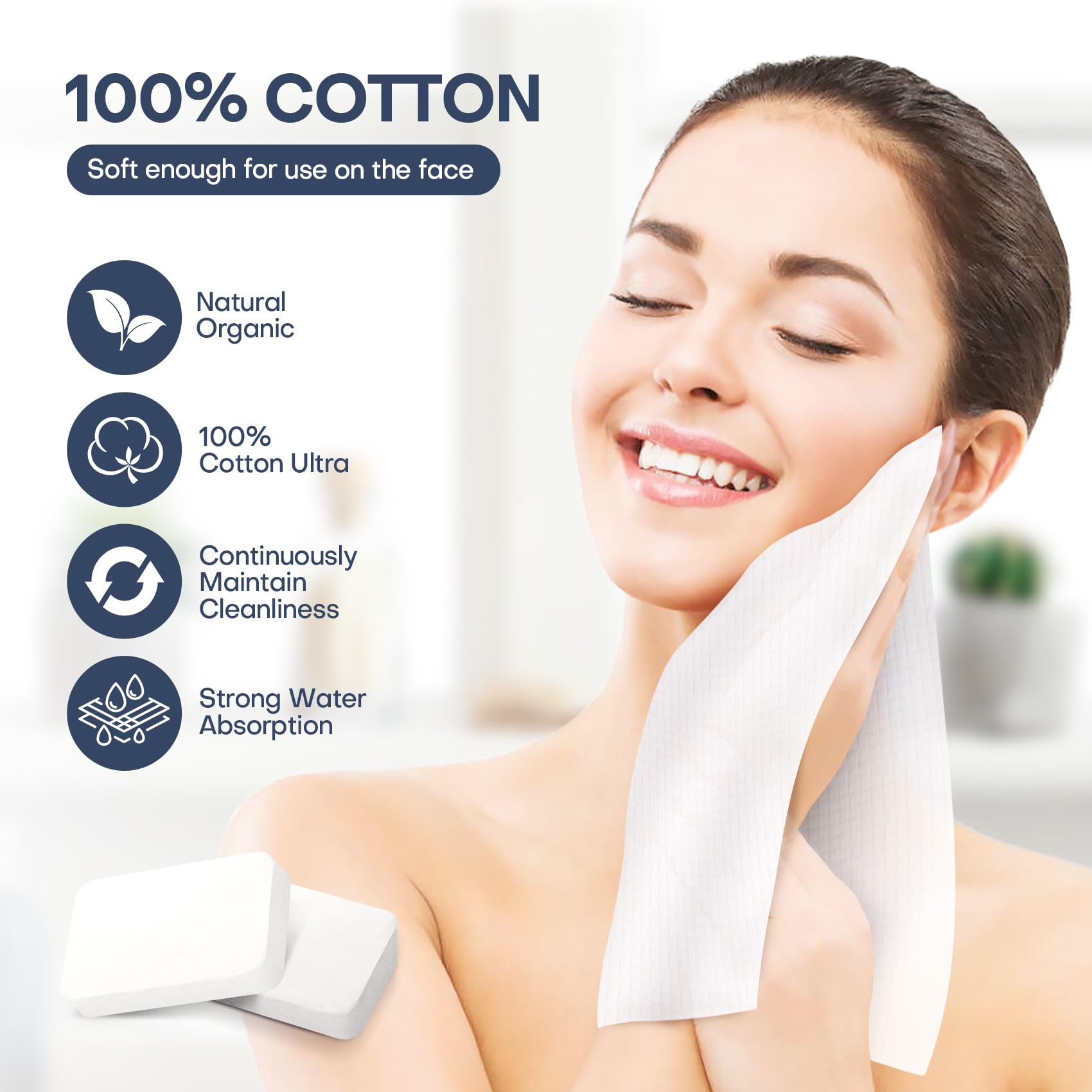 Fcaeon Disposable Face Towels 50 Count Compressed Towel Tablets 12×9 Inch Washcloths for Men Skincare Cleansing Hotel Stay Vacation Daily Use Gym Fitness Travel Essentials Outdoor Sports Cloths (Blue)