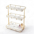 Bathroom Organizer Countertop Perfume Organizer Makeup Organizer Cosmetics Storage Display Rack Vanity Tray Dresser Stainless Steel Gold Shelf White Marble Ceramic Tray