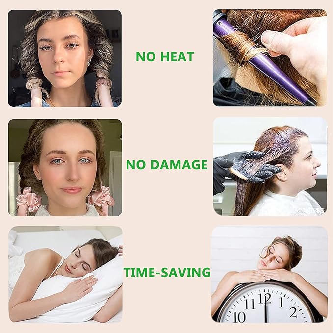 AUITRONCARE Heatless Hair Curlers for Long and Medium Hair,Silk Curls Headband with Gift Box,Satin Curling Rod Headband,No Heat Rollers to Sleep in Overnight(Black) (HC-BOX-BLACK)