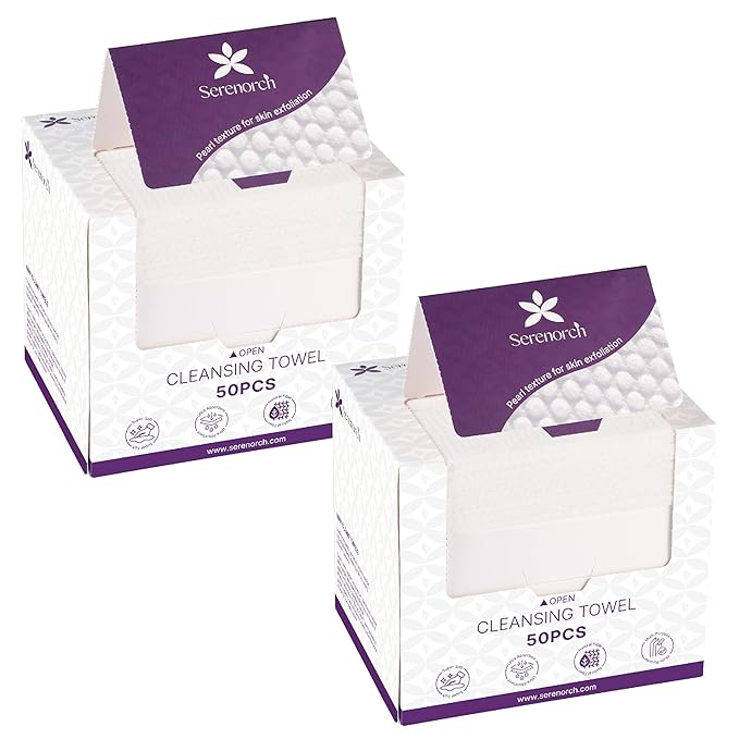 Disposable Face Towels XL 100 Count, Pearl Texture Facial Tissues for Deep Cleansing, Ultra Thick Makeup Remover Dry Wipes, Lint Free Cotton Tissue for Sensitive Skin