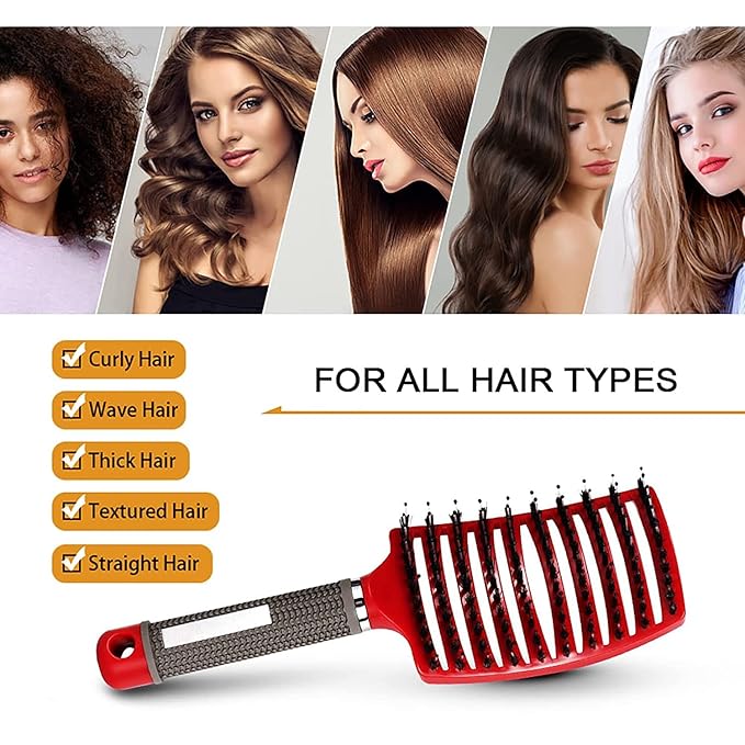 Magical Ultra Detangling Brush for Wet or Dry Hair, Detangler Brush, Fast Drying Styling Massage Hairbrush for Men, Women and Kids (New Gold+Pink)