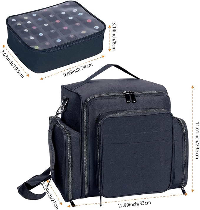 UOZL Nail Polish Organizer Case Hold 60 Bottles with 2 Detachable Bag,Black