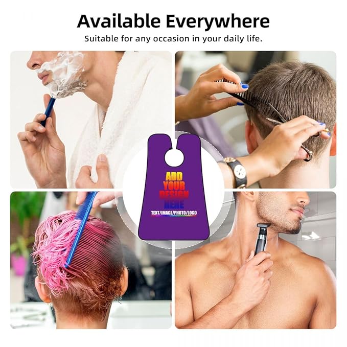 Personalized Custom Beard Bib Apron Design Your Photo Text Logo Beard Hair Catcher Non-Stick Beard Shave Capes for Trimming Shaving Purple