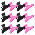BAHABY Hair Clips for Styling Sectioning 12 Pack Black Hot Pink Butterfly Clamps Hair Claw Clips Pro Salon Hair Clips for Styling, Sectioning, Cutting and Coloring