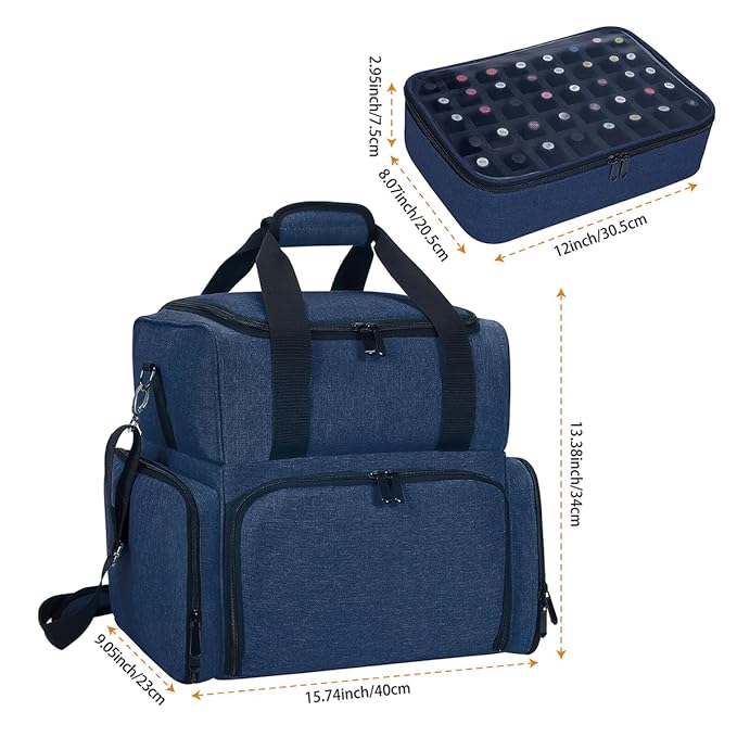 Nail Polish Organizer Holds 80 Bottles & Nail Art Lamp, Portable Large Capacity Storage with 2 Removable Storage Bags Store Nail Art Tools, Suitable for Manicurists and Manicure Enthusiasts(Blue)
