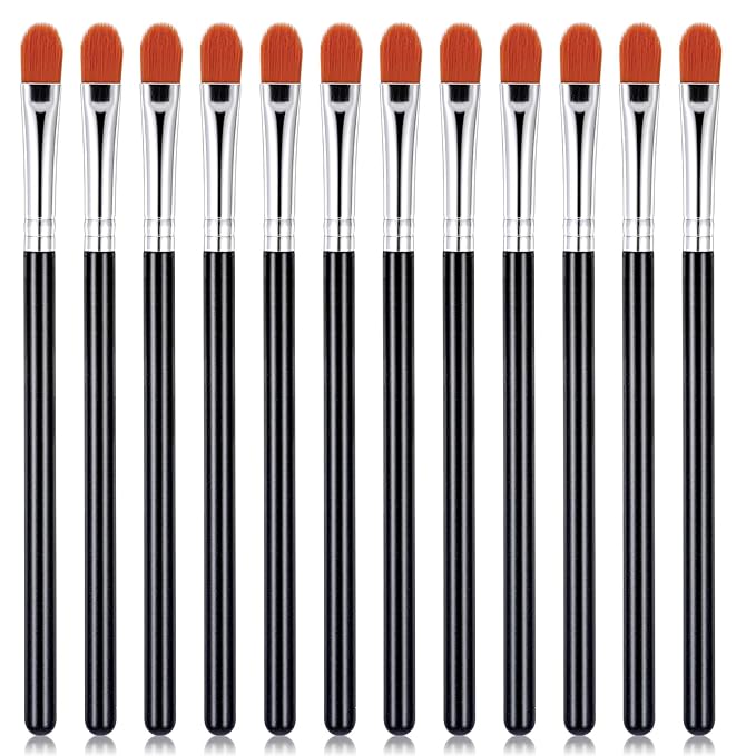 YBEATY 6 Pcs Eye Shadow Primer Applicator Brush for Blending Flat Round Small Concealer Makeup Concealer Brush Professional Eyeshadow Tools for Applying Cream Liquid Shadows and Eye Primer Base
