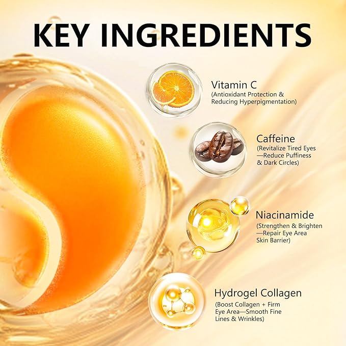 Aeryea Vitamin C & Caffeine Under Eye Patches for Men & Women 30 Pairs