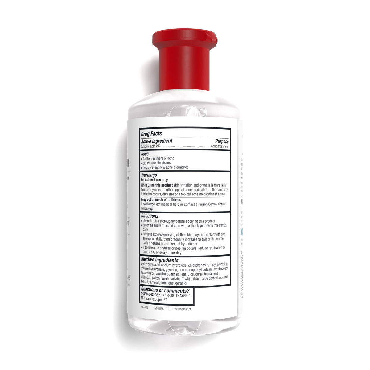 Thayers Blemish Clearing Salicylic Acid Toner, Acne Treatment Face Toner with 2% Salicylic Acid, Soothing and Non-Stripping Skin Care, 12 Fl Oz