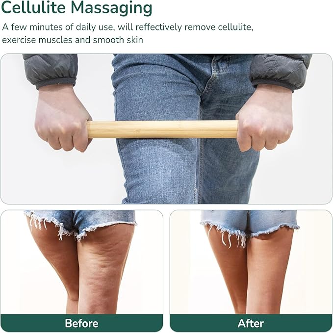 Goodtar Bamboo Massage Stick - Body Shaping Roller, Guasha Massage Tool for Relaxing Muscles