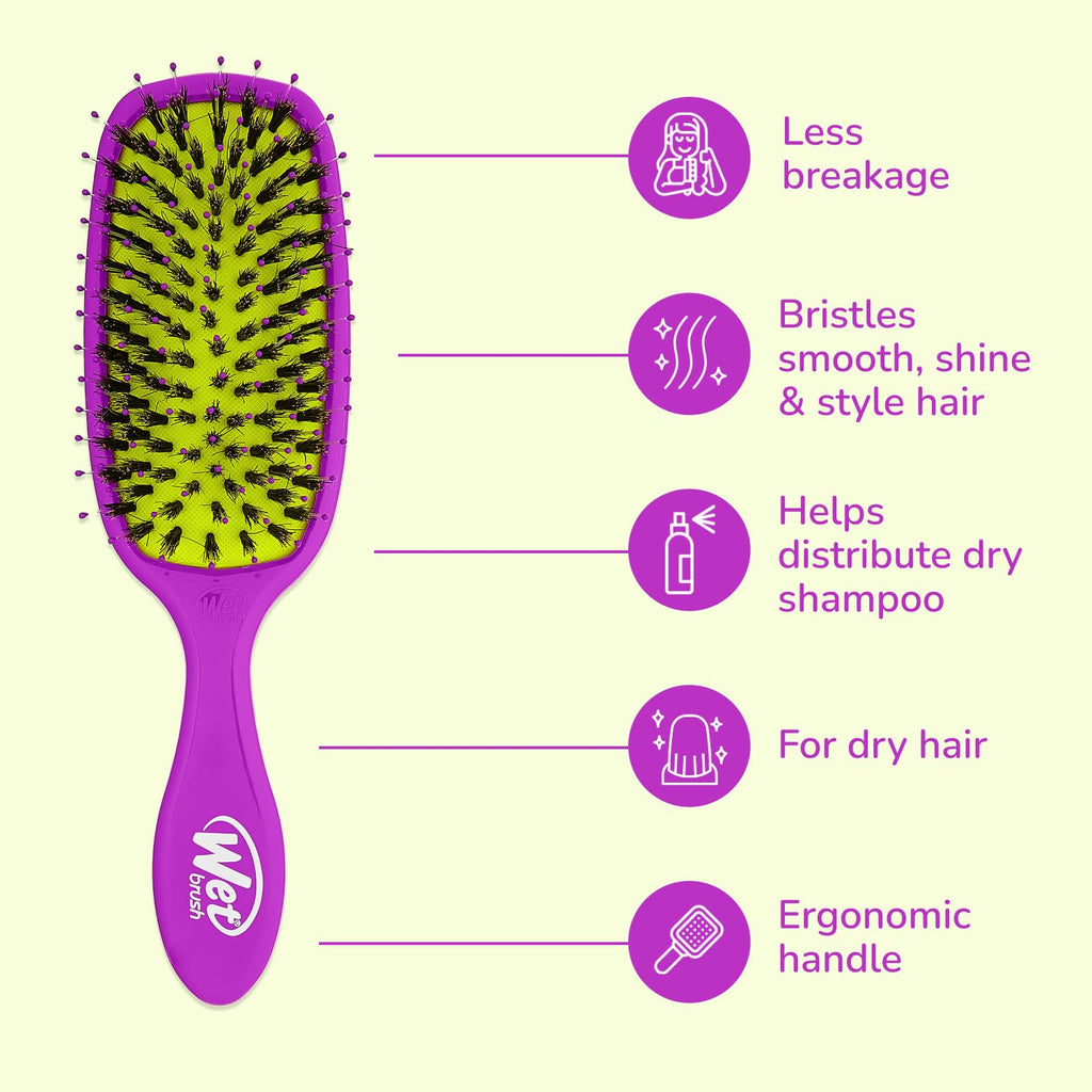 Wet Brush Shine Enhancer Hair Brush, Purple - Exclusive Ultra-soft IntelliFlex Bristles - Natural Boar Bristles Leave Hair Shiny And Smooth For All Hair Types - For Women, Men, Wet And Dry