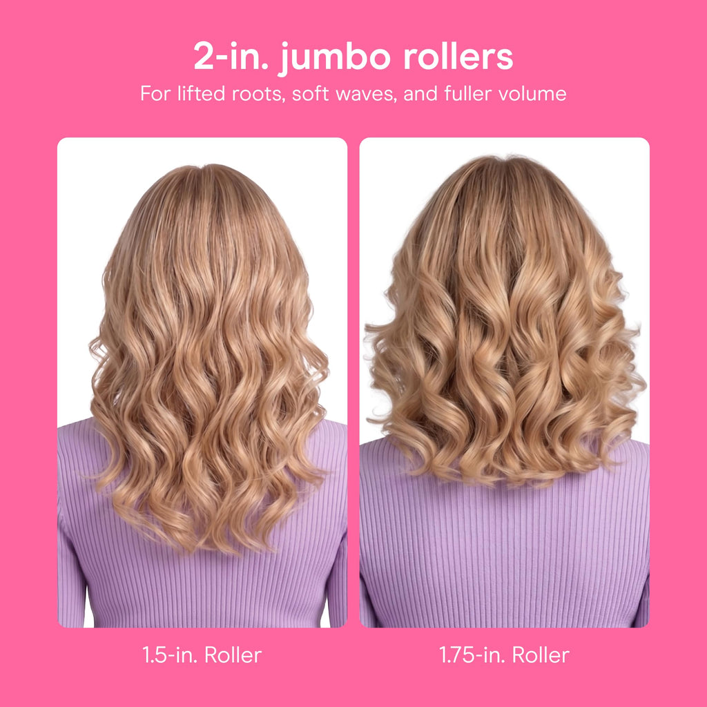 Conair Jumbo Hair Rollers, Ceramic, 2" Rollers, 8 Count, Pink