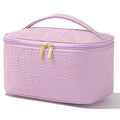 Meiyuuo Travel Makeup Bag for Women, PU Leather Cosmetic Bag, Light Purple
